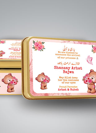 Premium Birth Announcement Tin Boxes – Custom Printed Baby Arrival Gifts & Methie Boxes in Pakistan