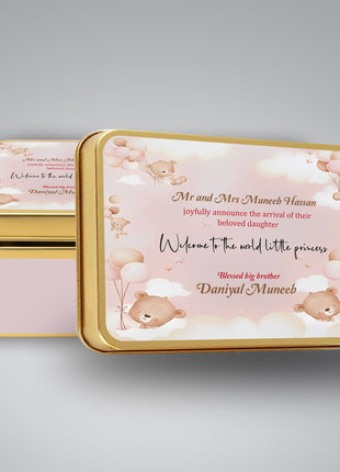 Premium Birth Announcement Tin Boxes – Custom Printed Baby Arrival Gifts & Methie Boxes in Pakistan