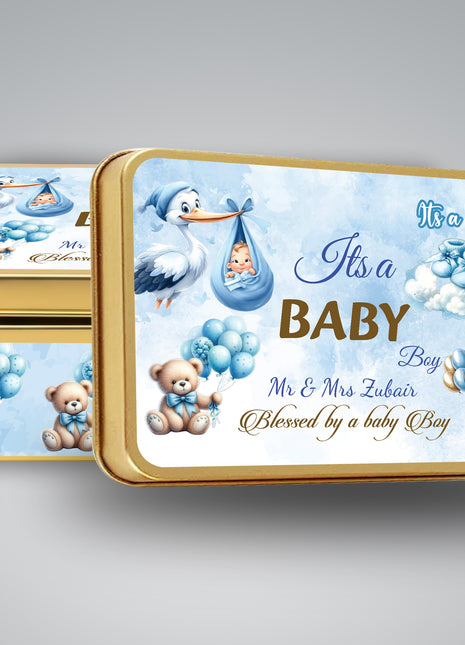 Premium Birth Announcement Tin Boxes – Custom Printed Baby Arrival Gifts & Methie Boxes in Pakistan