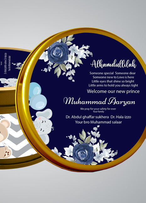 Premium Birth Announcement Tin Boxes – Custom Printed Baby Arrival Gifts & Methie Boxes in Pakistan