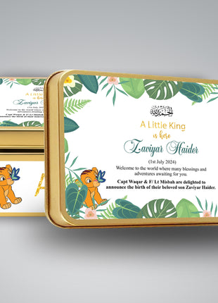 Premium Birth Announcement Tin Boxes – Custom Printed Baby Arrival Gifts & Methie Boxes in Pakistan