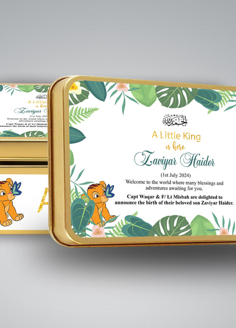 Premium Birth Announcement Tin Boxes – Custom Printed Baby Arrival Gifts & Methie Boxes in Pakistan