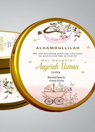 Premium Birth Announcement Tin Boxes – Custom Printed Baby Arrival Gifts & Methie Boxes in Pakistan