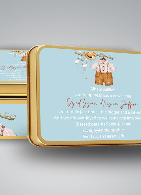 Premium Birth Announcement Tin Boxes – Custom Printed Baby Arrival Gifts & Methie Boxes in Pakistan