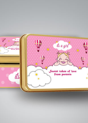 Premium Birth Announcement Tin Boxes – Custom Printed Baby Arrival Gifts & Methie Boxes in Pakistan