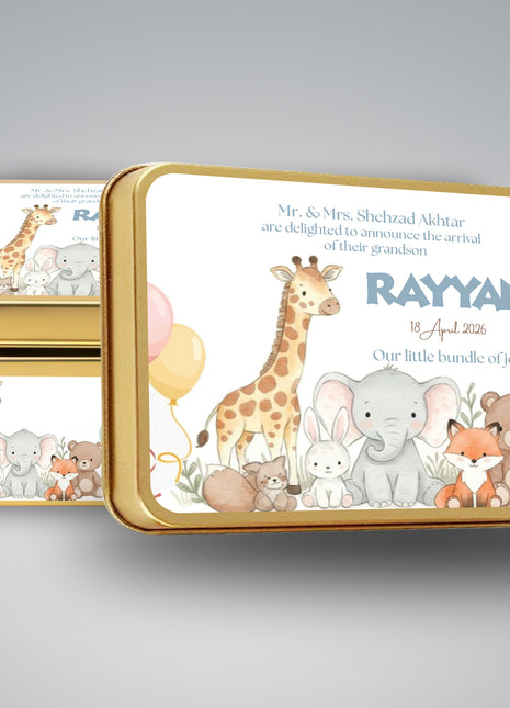 Premium Birth Announcement Tin Boxes – Custom Printed Baby Arrival Gifts & Methie Boxes in Pakistan