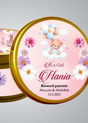 Premium Birth Announcement Tin Boxes – Custom Printed Baby Arrival Gifts & Methie Boxes in Pakistan
