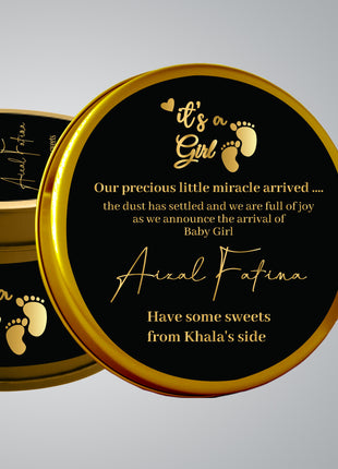 Premium Birth Announcement Tin Boxes – Custom Printed Baby Arrival Gifts & Methie Boxes in Pakistan