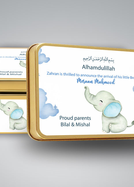 Premium Birth Announcement Tin Boxes – Custom Printed Baby Arrival Gifts & Methie Boxes in Pakistan
