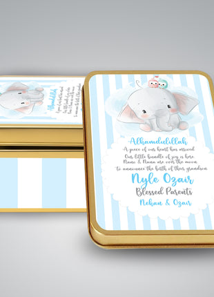 Premium Birth Announcement Tin Boxes – Custom Printed Baby Arrival Gifts & Methie Boxes in Pakistan