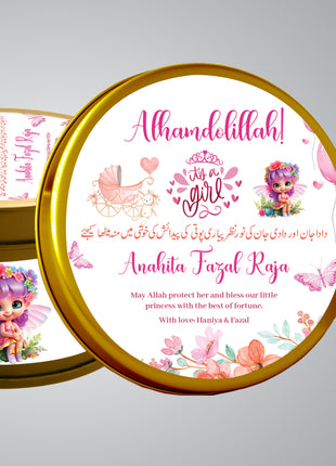 Premium Birth Announcement Tin Boxes – Custom Printed Baby Arrival Gifts & Methie Boxes in Pakistan