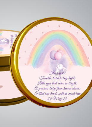 Premium Birth Announcement Tin Boxes – Custom Printed Baby Arrival Gifts & Methie Boxes in Pakistan
