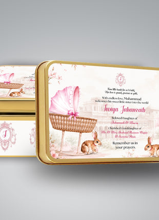 Premium Birth Announcement Tin Boxes – Custom Printed Baby Arrival Gifts & Methie Boxes in Pakistan