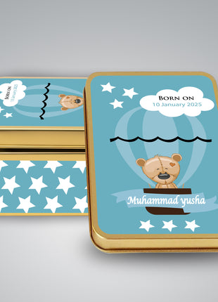 Premium Birth Announcement Tin Boxes – Custom Printed Baby Arrival Gifts & Methie Boxes in Pakistan