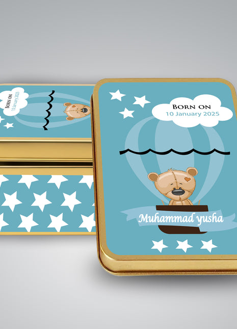 Premium Birth Announcement Tin Boxes – Custom Printed Baby Arrival Gifts & Methie Boxes in Pakistan