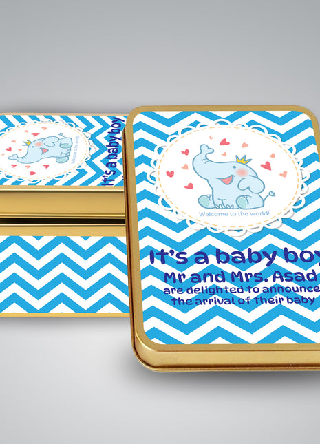 Premium Birth Announcement Tin Boxes – Custom Printed Baby Arrival Gifts & Methie Boxes in Pakistan