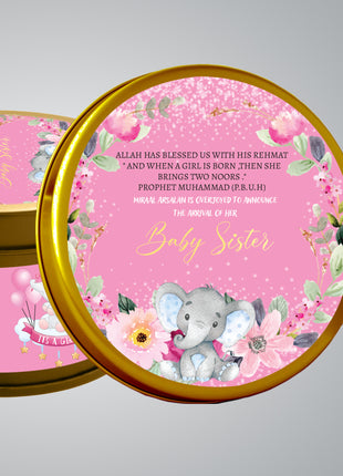Premium Birth Announcement Tin Boxes – Custom Printed Baby Arrival Gifts & Methie Boxes in Pakistan