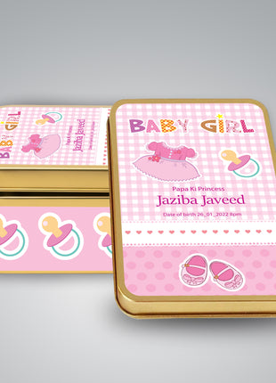 Premium Birth Announcement Tin Boxes – Custom Printed Baby Arrival Gifts & Methie Boxes in Pakistan
