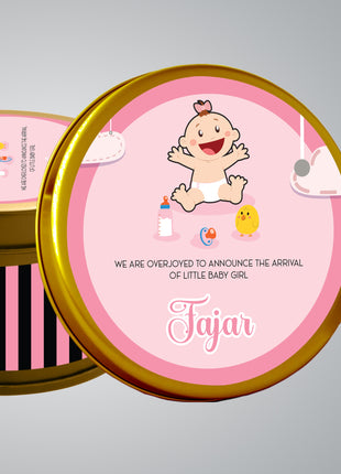 Premium Birth Announcement Tin Boxes – Custom Printed Baby Arrival Gifts & Methie Boxes in Pakistan