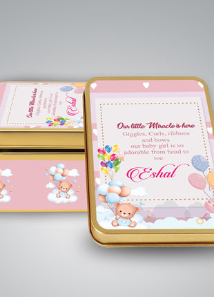 Premium Birth Announcement Tin Boxes – Custom Printed Baby Arrival Gifts & Methie Boxes in Pakistan