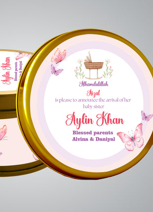 Premium Birth Announcement Tin Boxes – Custom Printed Baby Arrival Gifts & Methie Boxes in Pakistan
