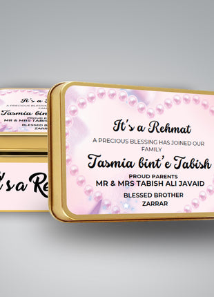 Premium Birth Announcement Tin Boxes – Custom Printed Baby Arrival Gifts & Methie Boxes in Pakistan