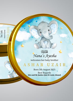 Premium Birth Announcement Tin Boxes – Custom Printed Baby Arrival Gifts & Methie Boxes in Pakistan