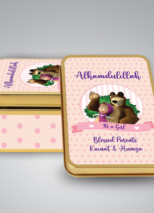 Premium Birth Announcement Tin Boxes – Custom Printed Baby Arrival Gifts & Methie Boxes in Pakistan