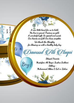 Premium Birth Announcement Tin Boxes – Custom Printed Baby Arrival Gifts & Methie Boxes in Pakistan