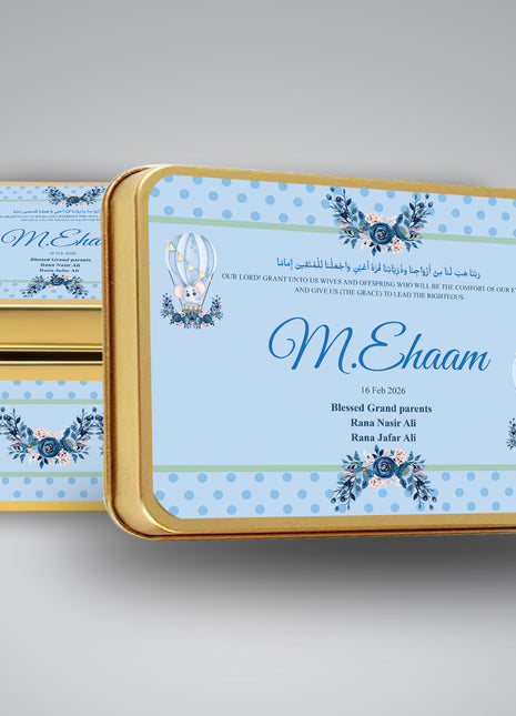 Premium Birth Announcement Tin Boxes – Custom Printed Baby Arrival Gifts & Methie Boxes in Pakistan