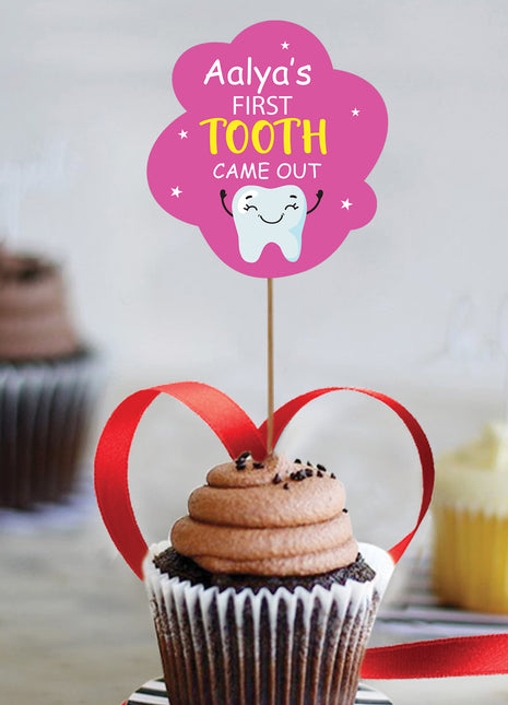 First Tooth Cupcake Topper With Stick