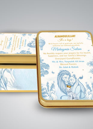 Premium Birth Announcement Tin Boxes – Custom Printed Baby Arrival Gifts & Methie Boxes in Pakistan