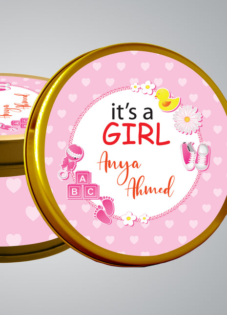 Premium Birth Announcement Tin Boxes – Custom Printed Baby Arrival Gifts & Methie Boxes in Pakistan