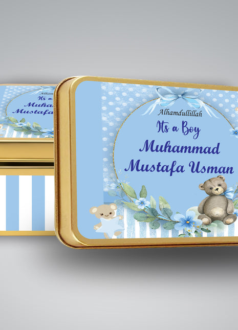 Premium Birth Announcement Tin Boxes – Custom Printed Baby Arrival Gifts & Methie Boxes in Pakistan