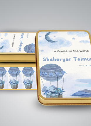 Premium Birth Announcement Tin Boxes – Custom Printed Baby Arrival Gifts & Methie Boxes in Pakistan
