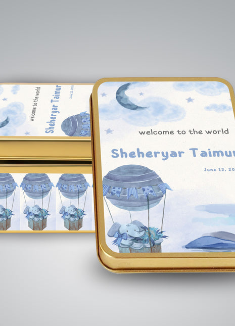 Premium Birth Announcement Tin Boxes – Custom Printed Baby Arrival Gifts & Methie Boxes in Pakistan