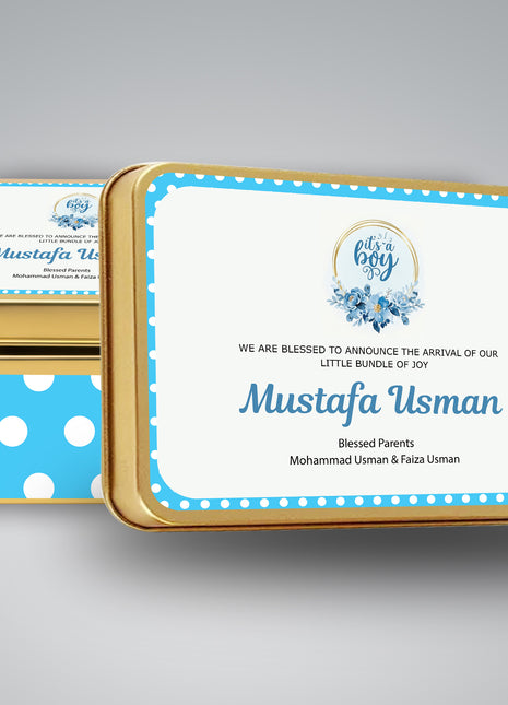 Premium Birth Announcement Tin Boxes – Custom Printed Baby Arrival Gifts & Methie Boxes in Pakistan