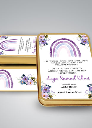 Premium Birth Announcement Tin Boxes – Custom Printed Baby Arrival Gifts & Methie Boxes in Pakistan