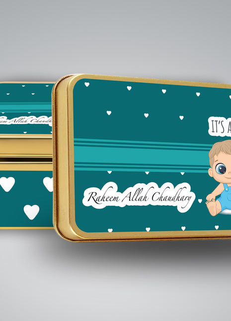 Premium Birth Announcement Tin Boxes – Custom Printed Baby Arrival Gifts & Methie Boxes in Pakistan