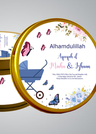 Premium Birth Announcement Tin Boxes – Custom Printed Baby Arrival Gifts & Methie Boxes in Pakistan