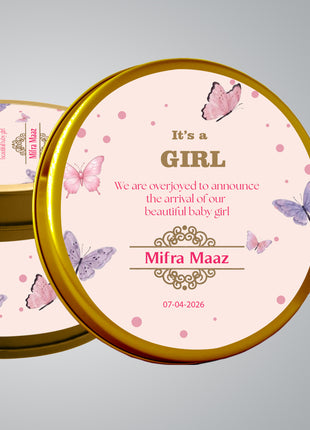 Premium Birth Announcement Tin Boxes – Custom Printed Baby Arrival Gifts & Methie Boxes in Pakistan