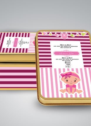Premium Birth Announcement Tin Boxes – Custom Printed Baby Arrival Gifts & Methie Boxes in Pakistan