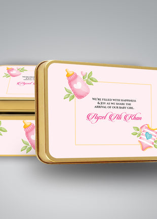 Premium Birth Announcement Tin Boxes – Custom Printed Baby Arrival Gifts & Methie Boxes in Pakistan