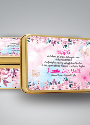 Premium Birth Announcement Tin Boxes – Custom Printed Baby Arrival Gifts & Methie Boxes in Pakistan