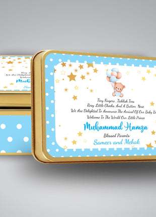 Premium Birth Announcement Tin Boxes – Custom Printed Baby Arrival Gifts & Methie Boxes in Pakistan