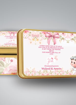 Premium Birth Announcement Tin Boxes – Custom Printed Baby Arrival Gifts & Methie Boxes in Pakistan