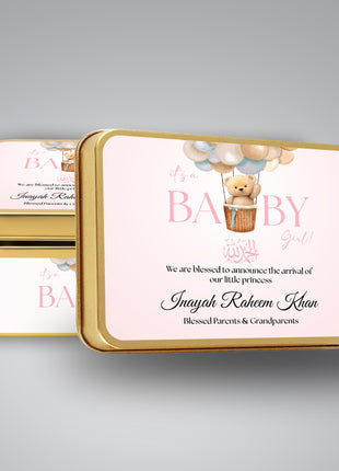 Premium Birth Announcement Tin Boxes – Custom Printed Baby Arrival Gifts & Methie Boxes in Pakistan