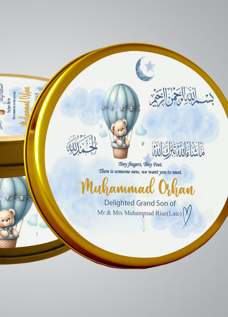 Premium Birth Announcement Tin Boxes – Custom Printed Baby Arrival Gifts & Methie Boxes in Pakistan