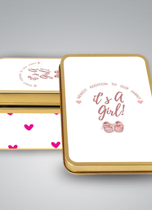 Premium Birth Announcement Tin Boxes – Custom Printed Baby Arrival Gifts & Methie Boxes in Pakistan