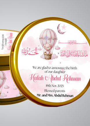 Premium Birth Announcement Tin Boxes – Custom Printed Baby Arrival Gifts & Methie Boxes in Pakistan